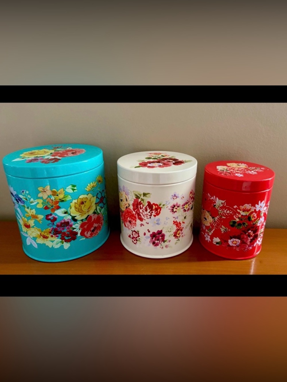 NEW PIONEER  WOMAN 3 pc “GARDEN MEADOW” TIN CANISTERS Cottage Core READ DETAILS